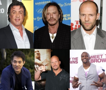 Parte del elenco de "The Expendables": Stallone, Rourke, Statham, Li, Austin y Crewes